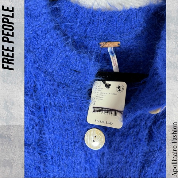 FREE PEOPLE WILLOW CARDI IN DAZZLING BLUE COMBO SMALL NWT - Picture 9 of 11